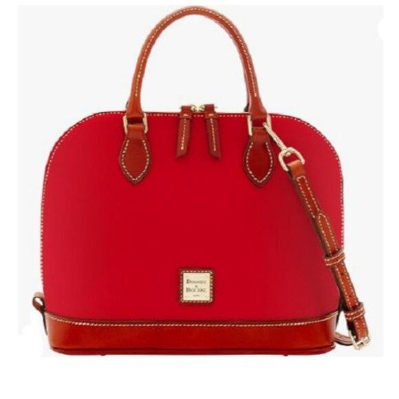 Dooney & Bourke Pebble Grain Zip Zip Satchel Wine Red Leather Bag NWT - Picture 1 of 6